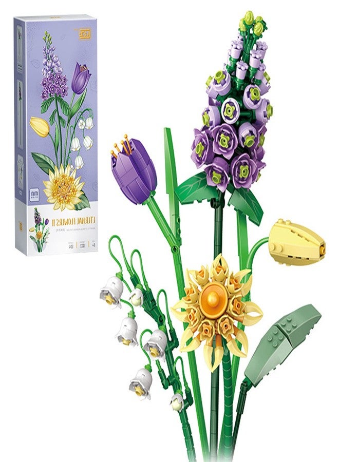 MEIEST Mini Building Blocks Flower Bouquet Set,Creative DIY Unique Decoration Home,Flowers Botanical Collection Construction Building Bricks Toy for Kids Adult (Violet) - Image 1
